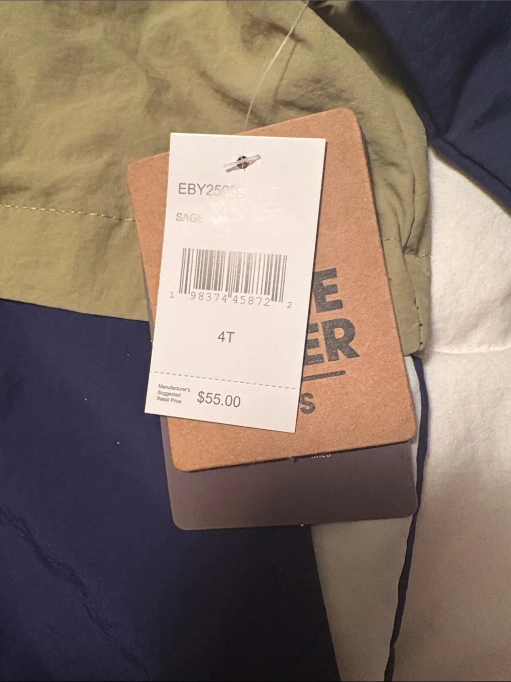 Eddie Bauer Kids Hooded Two-Tone Windbreaker in Olive & Navy